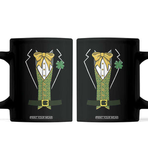 Funny St Patrick's Day Leprechaun Cosplay Tuxedo Coffee Mug TS11 Black Print Your Wear