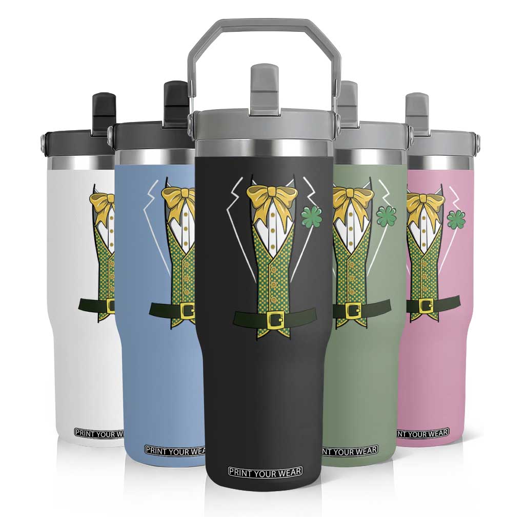 Funny St Patrick's Day Leprechaun Cosplay Tuxedo Flip Straw Tumbler TS11 Print Your Wear