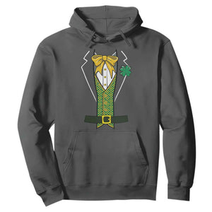 Funny St Patrick's Day Leprechaun Cosplay Tuxedo Hoodie TS11 Dark Heather Print Your Wear