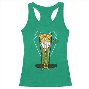Funny St Patrick's Day Leprechaun Cosplay Tuxedo Racerback Tank Top TS11 Irish Green Print Your Wear