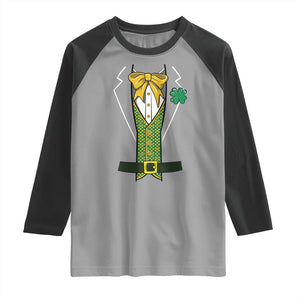 Funny St Patrick's Day Leprechaun Cosplay Tuxedo Raglan Shirt TS11 Sport Gray Black Print Your Wear