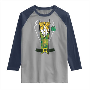 Funny St Patrick's Day Leprechaun Cosplay Tuxedo Raglan Shirt TS11 Sport Gray Navy Print Your Wear