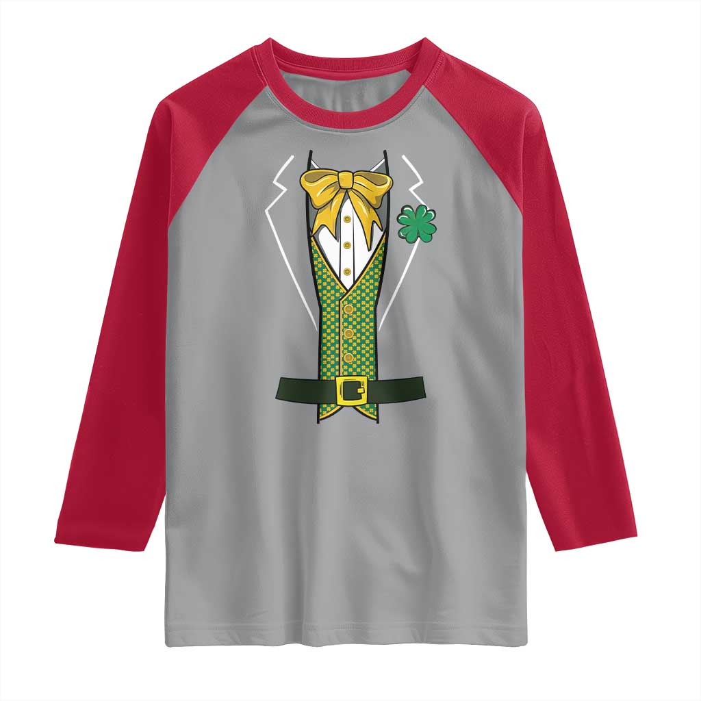 Funny St Patrick's Day Leprechaun Cosplay Tuxedo Raglan Shirt TS11 Sport Gray Red Print Your Wear