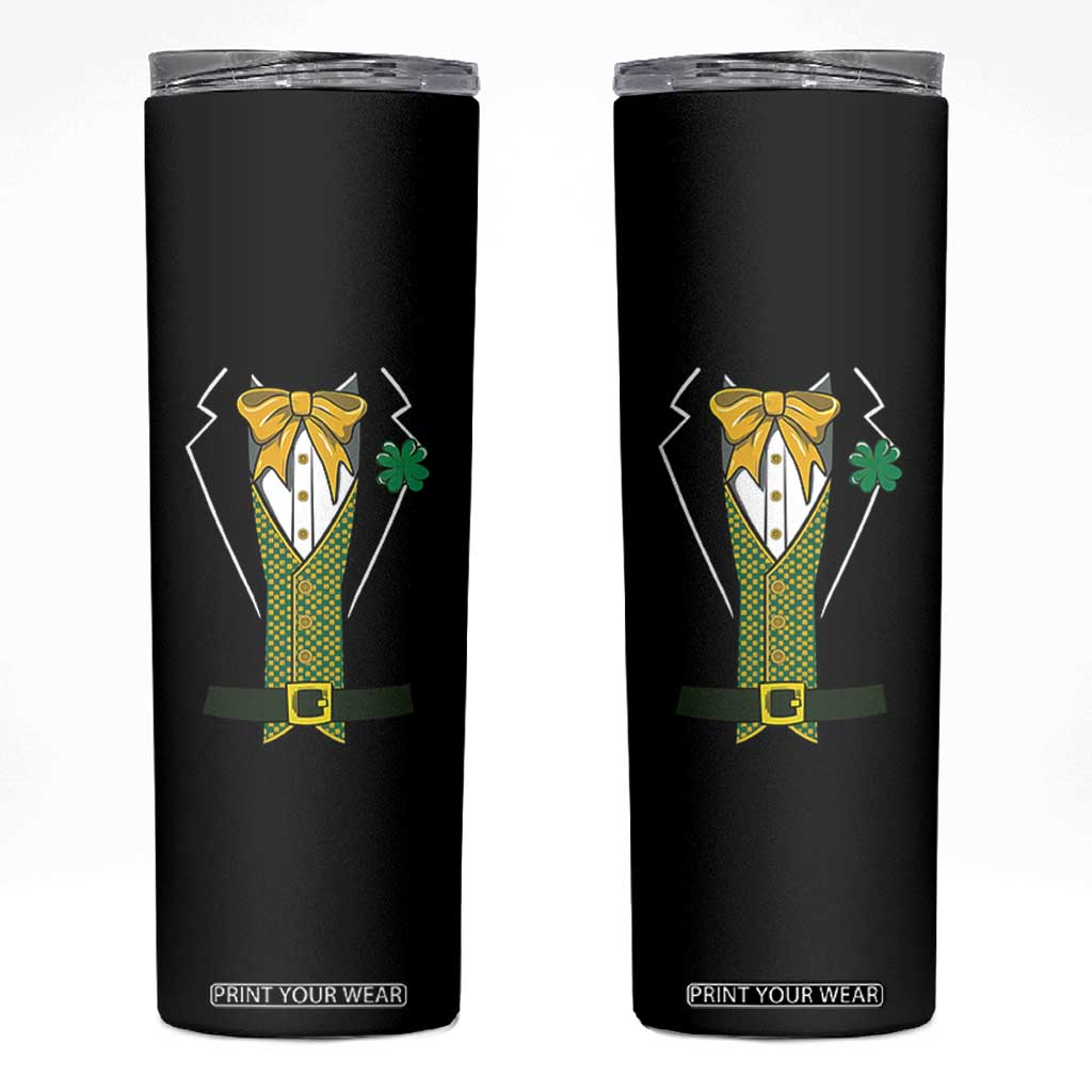 Funny St Patrick's Day Leprechaun Cosplay Tuxedo Skinny Tumbler TS11 Black Print Your Wear