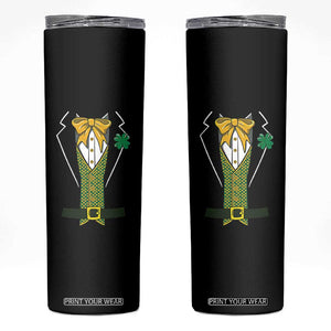Funny St Patrick's Day Leprechaun Cosplay Tuxedo Skinny Tumbler TS11 Black Print Your Wear