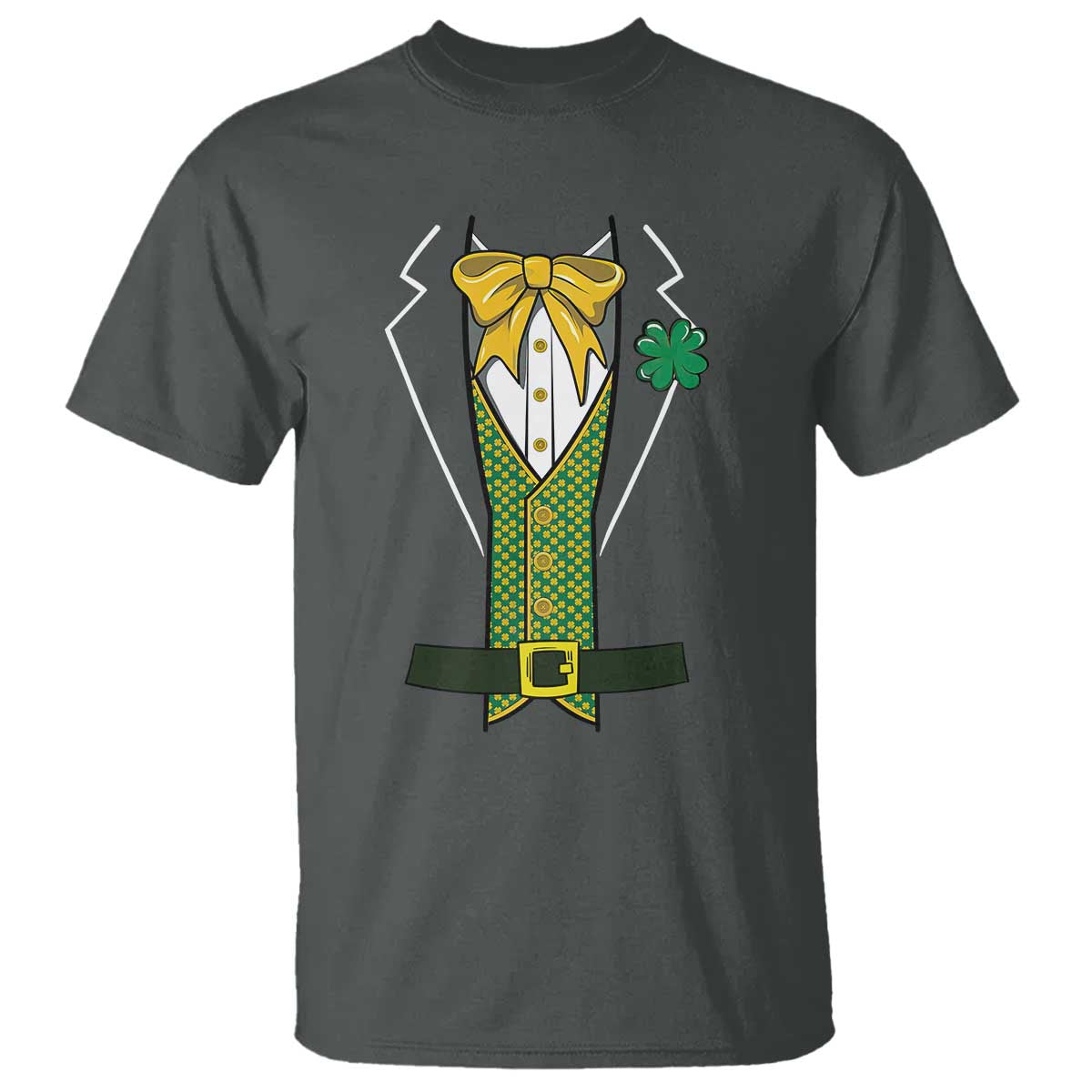 Funny St Patrick's Day Leprechaun Cosplay Tuxedo T Shirt TS11 Dark Heather Print Your Wear