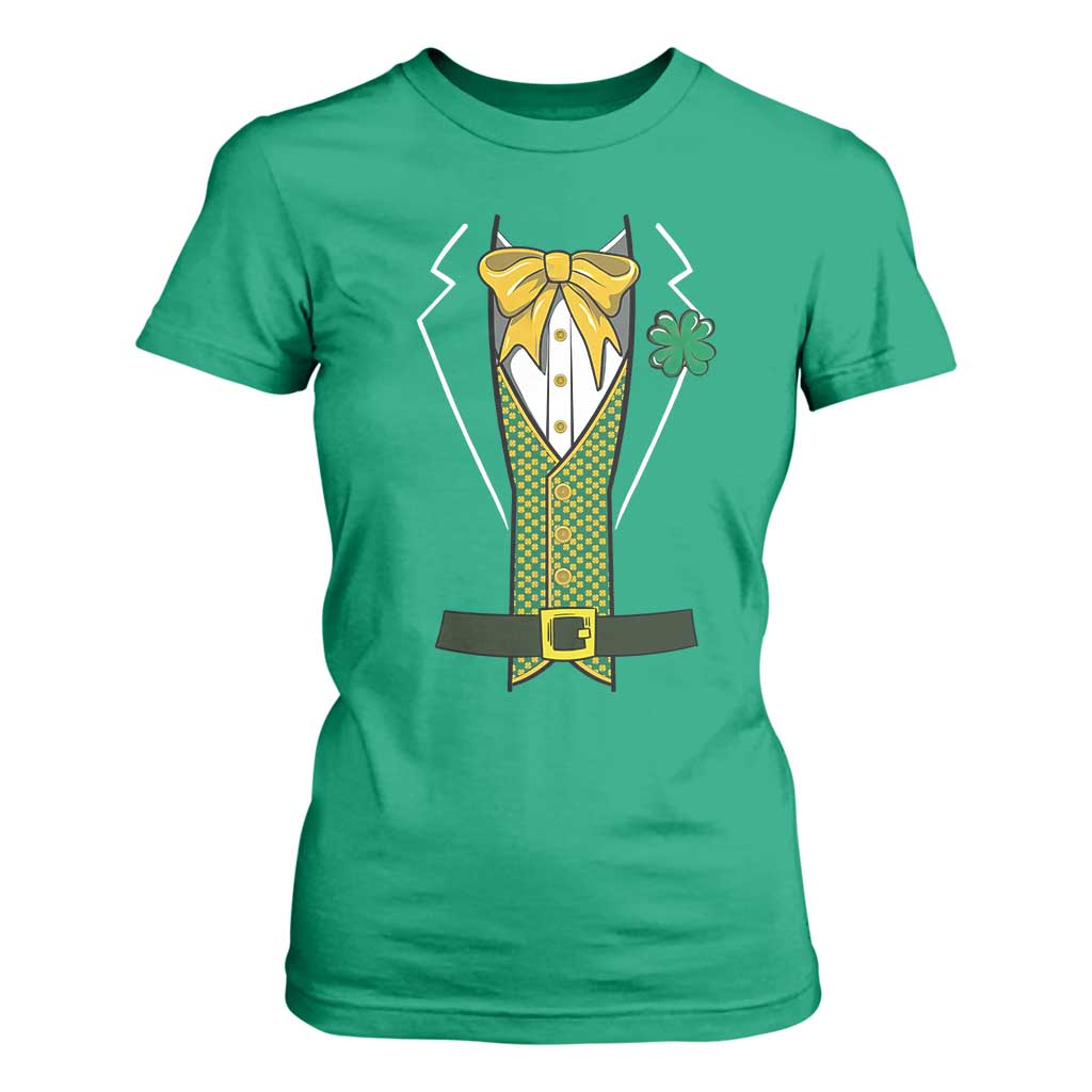 Funny St Patrick's Day Leprechaun Cosplay Tuxedo T Shirt For Women TS11 Irish Green Print Your Wear