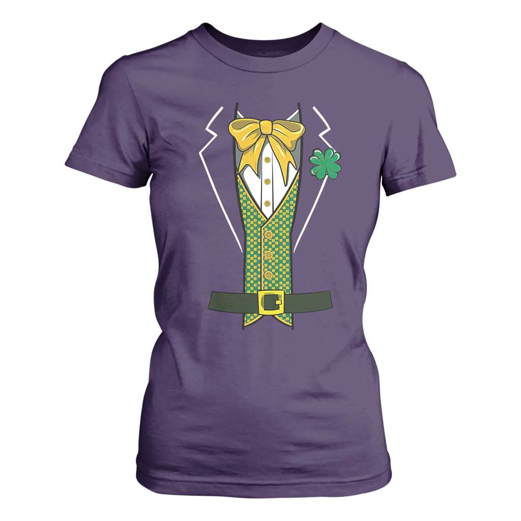 Funny St Patrick's Day Leprechaun Cosplay Tuxedo T Shirt For Women TS11 Purple Print Your Wear