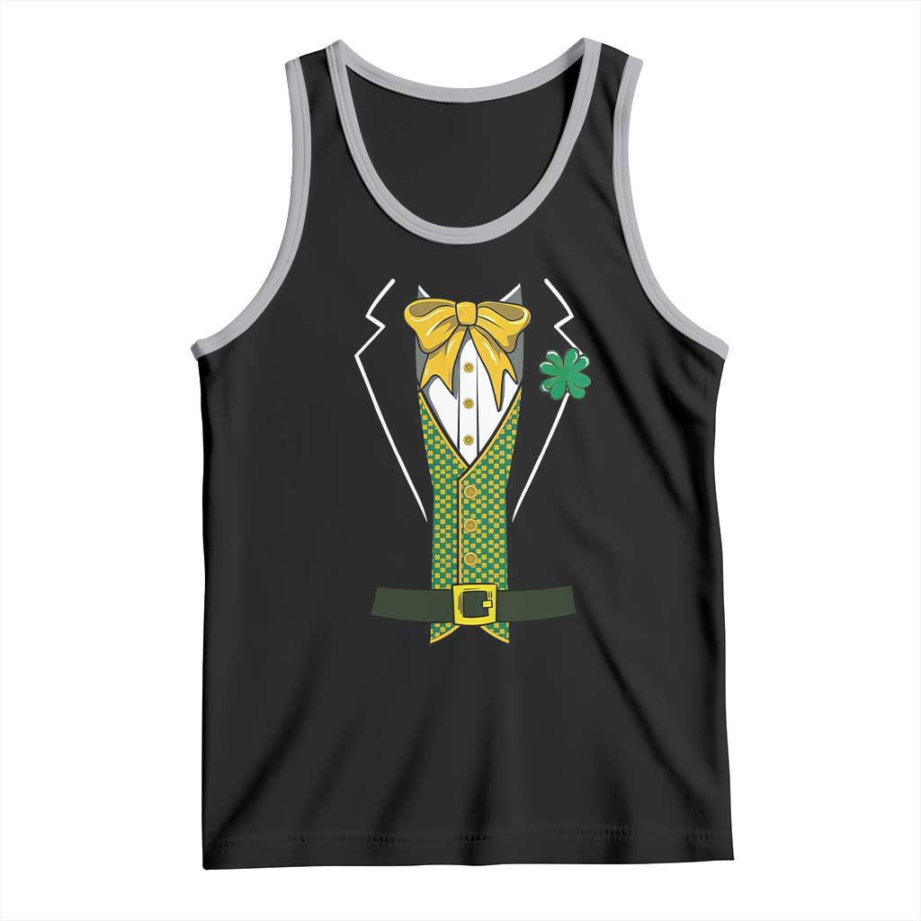 Funny St Patrick's Day Leprechaun Cosplay Tuxedo Tank Top TS11 Black Athletic Heather Print Your Wear
