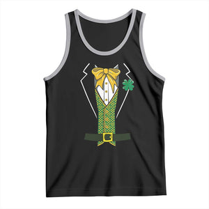 Funny St Patrick's Day Leprechaun Cosplay Tuxedo Tank Top TS11 Black Athletic Heather Print Your Wear