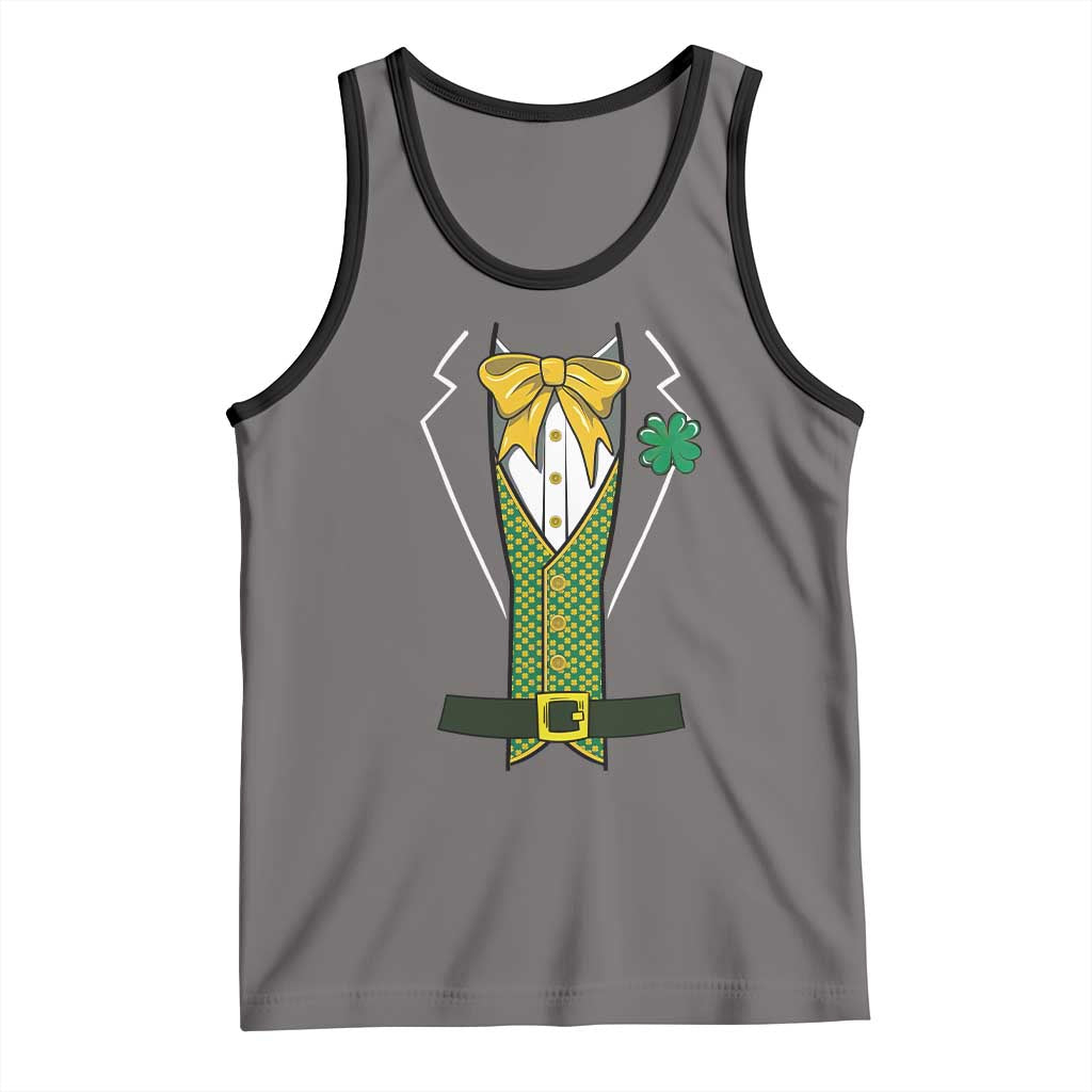 Funny St Patrick's Day Leprechaun Cosplay Tuxedo Tank Top TS11 Deep Heather Black Print Your Wear