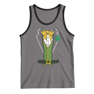 Funny St Patrick's Day Leprechaun Cosplay Tuxedo Tank Top TS11 Deep Heather Black Print Your Wear