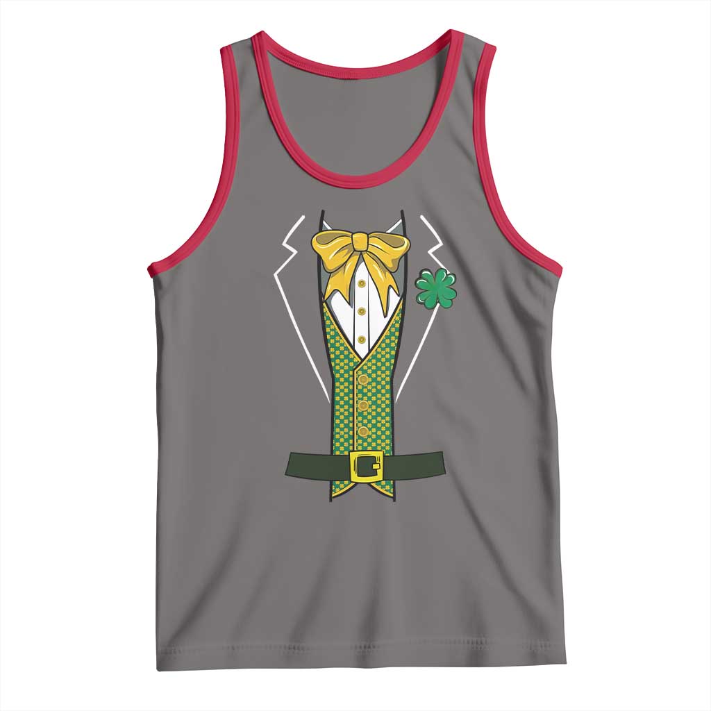Funny St Patrick's Day Leprechaun Cosplay Tuxedo Tank Top TS11 Deep Heather Red Print Your Wear
