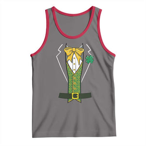 Funny St Patrick's Day Leprechaun Cosplay Tuxedo Tank Top TS11 Deep Heather Red Print Your Wear