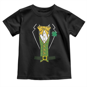 Funny St Patrick's Day Leprechaun Cosplay Tuxedo Toddler T Shirt TS11 Black Print Your Wear