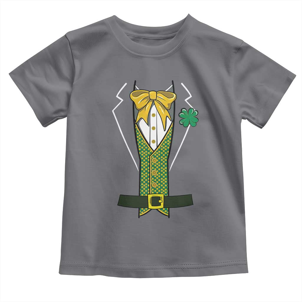 Funny St Patrick's Day Leprechaun Cosplay Tuxedo Toddler T Shirt TS11 Charcoal Print Your Wear