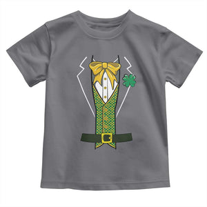 Funny St Patrick's Day Leprechaun Cosplay Tuxedo Toddler T Shirt TS11 Charcoal Print Your Wear