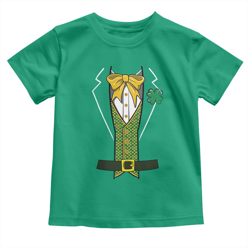 Funny St Patrick's Day Leprechaun Cosplay Tuxedo Toddler T Shirt TS11 Irish Green Print Your Wear