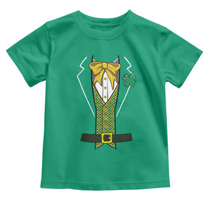 Funny St Patrick's Day Leprechaun Cosplay Tuxedo Toddler T Shirt TS11 Irish Green Print Your Wear