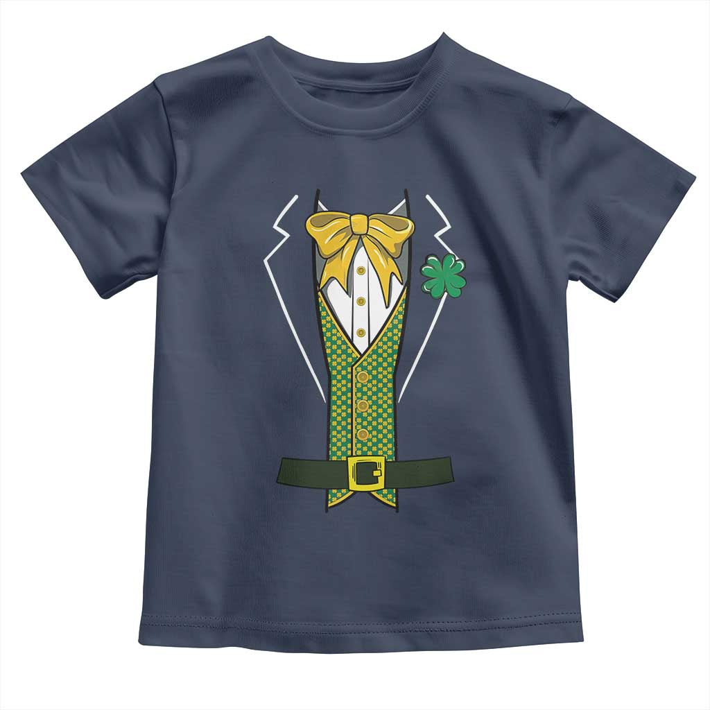 Funny St Patrick's Day Leprechaun Cosplay Tuxedo Toddler T Shirt TS11 Navy Print Your Wear