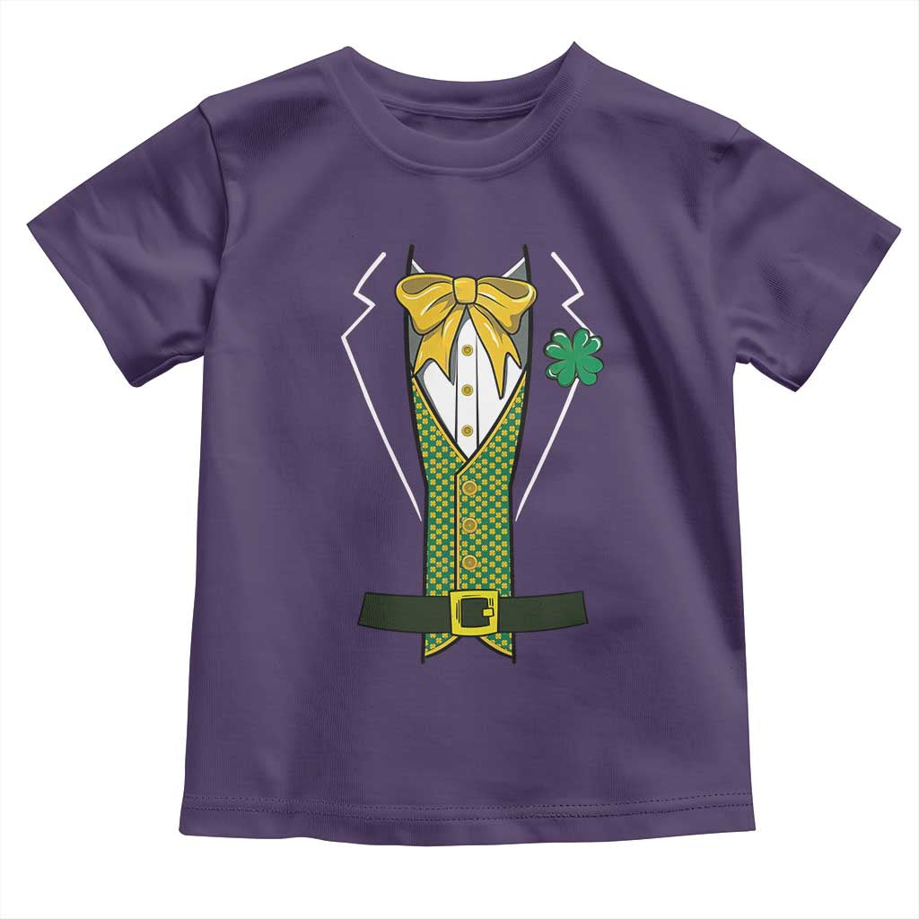 Funny St Patrick's Day Leprechaun Cosplay Tuxedo Toddler T Shirt TS11 Purple Print Your Wear