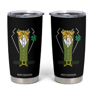 Funny St Patrick's Day Leprechaun Cosplay Tuxedo Tumbler Cup TS11 Black Print Your Wear