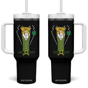 Funny St Patrick's Day Leprechaun Cosplay Tuxedo Tumbler With Handle TS11 One Size: 40 oz Black Print Your Wear