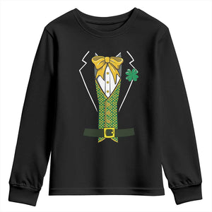 Funny St Patrick's Day Leprechaun Cosplay Tuxedo Youth Sweatshirt TS11 Black Print Your Wear
