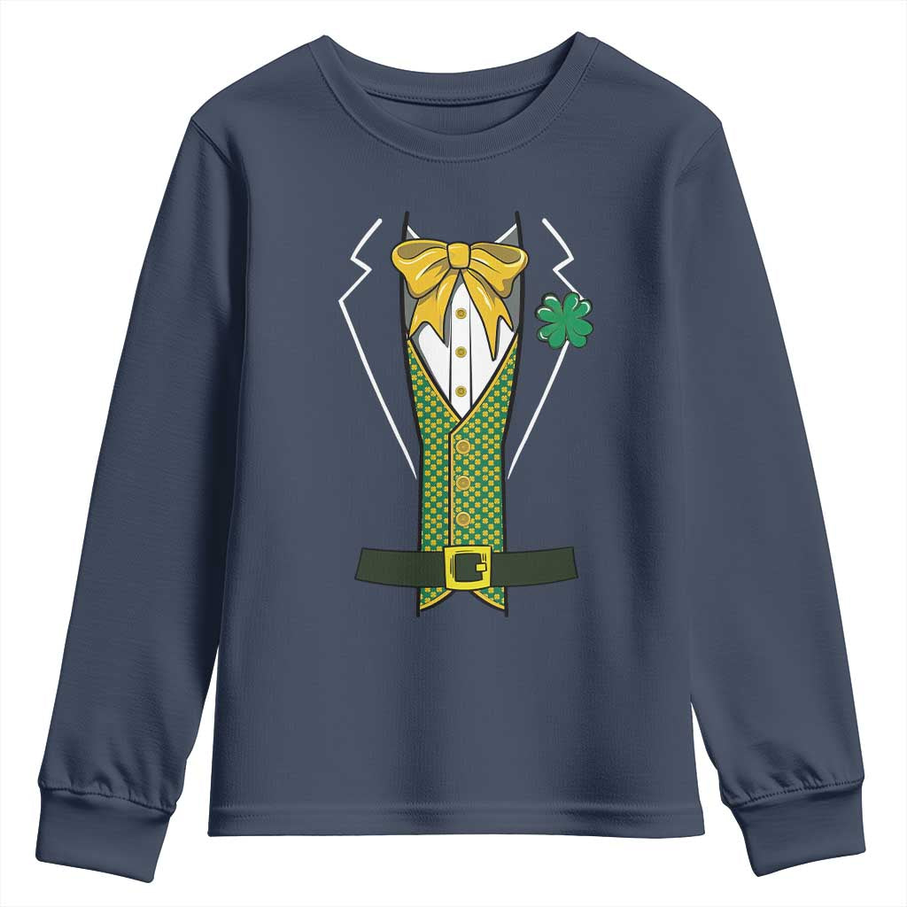 Funny St Patrick's Day Leprechaun Cosplay Tuxedo Youth Sweatshirt TS11 Navy Print Your Wear