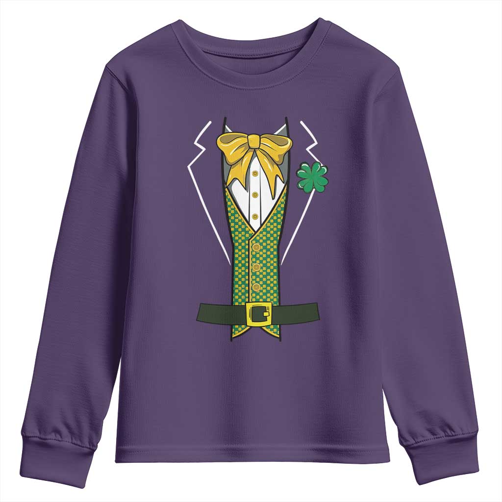 Funny St Patrick's Day Leprechaun Cosplay Tuxedo Youth Sweatshirt TS11 Purple Print Your Wear