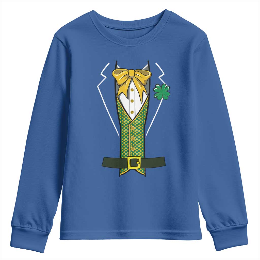 Funny St Patrick's Day Leprechaun Cosplay Tuxedo Youth Sweatshirt TS11 Royal Blue Print Your Wear