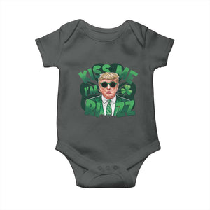 Funny Trump St Patrick's Day Baby Onesie Kiss Me I'm Rizz Shamrock TS11 Dark Heather Print Your Wear