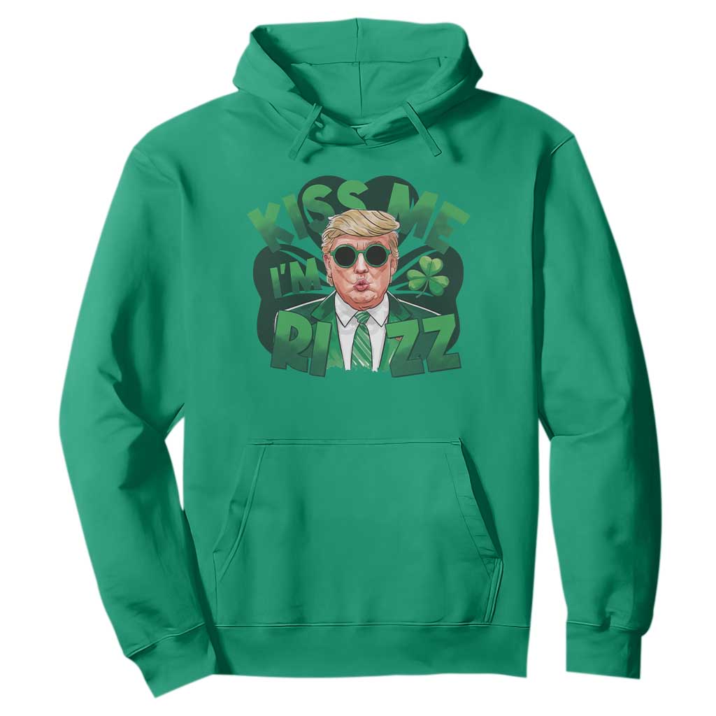 Funny Trump St Patrick's Day Hoodie Kiss Me I'm Rizz Shamrock TS11 Irish Green Print Your Wear