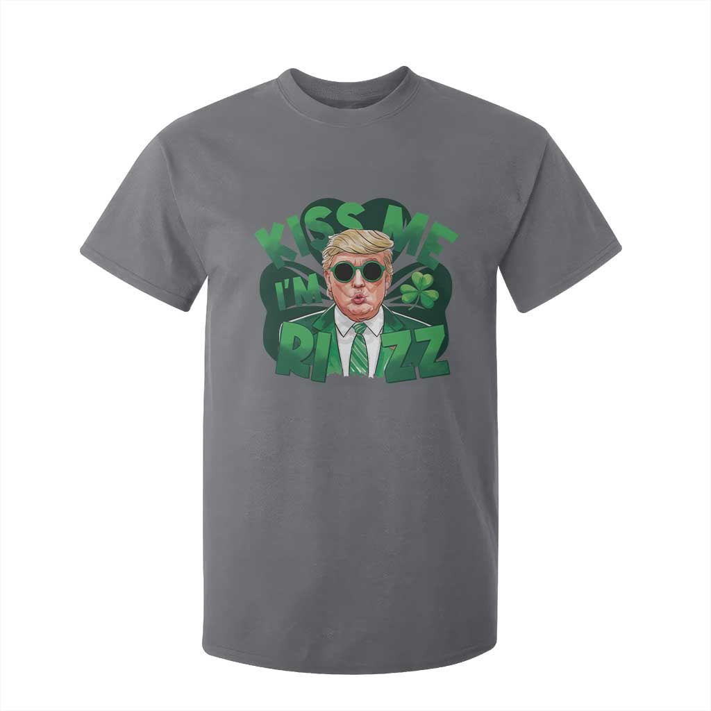Funny Trump St Patrick's Day T Shirt For Kid Kiss Me I'm Rizz Shamrock TS11 Charcoal Print Your Wear