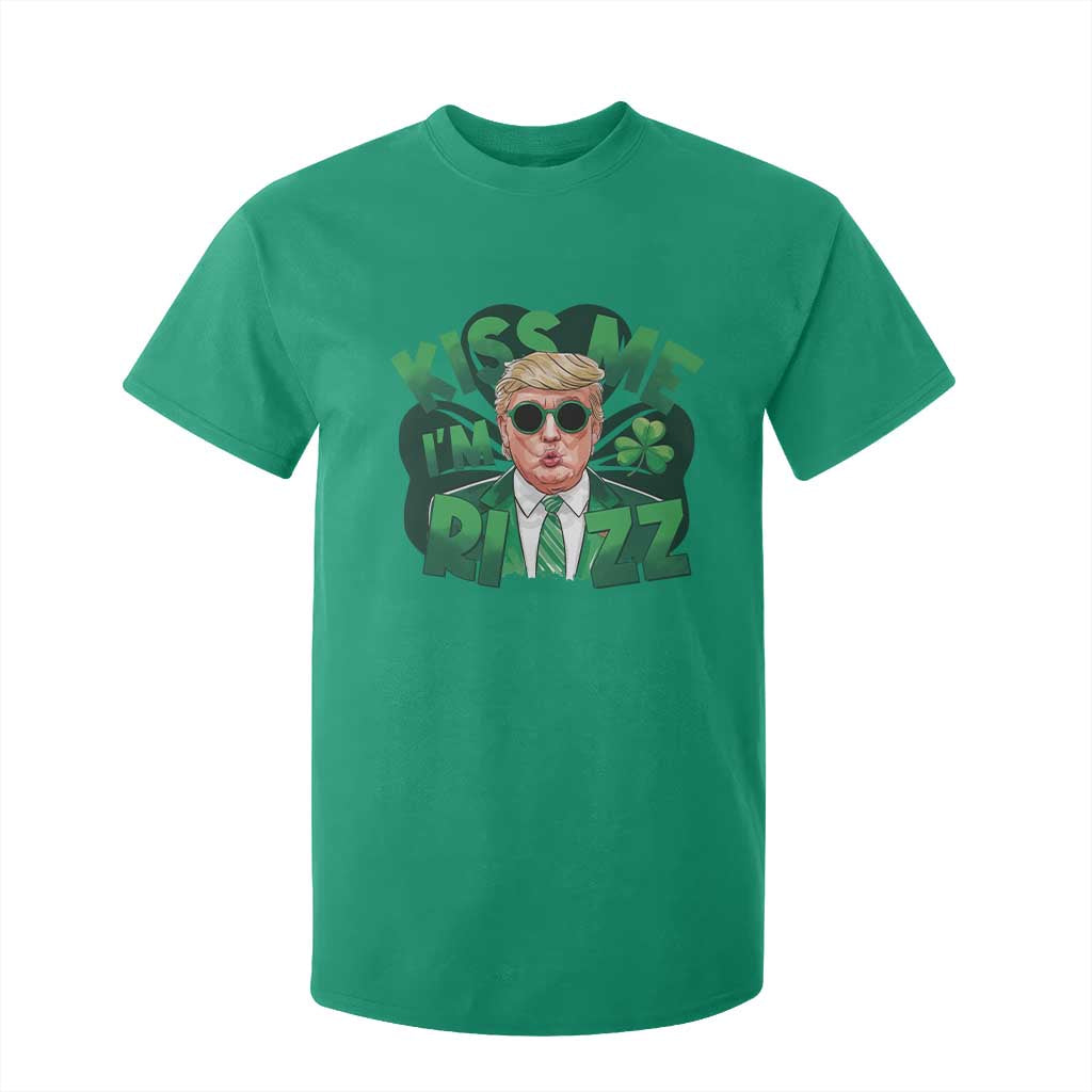 Funny Trump St Patrick's Day T Shirt For Kid Kiss Me I'm Rizz Shamrock TS11 Irish Green Print Your Wear