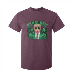 Funny Trump St Patrick's Day T Shirt For Kid Kiss Me I'm Rizz Shamrock TS11 Maroon Print Your Wear
