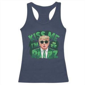 Funny Trump St Patrick's Day Racerback Tank Top Kiss Me I'm Rizz Shamrock TS11 Navy Print Your Wear