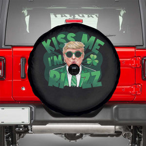 Funny Trump St Patrick's Day Spare Tire Cover Kiss Me I'm Rizz Shamrock TS11 Black Print Your Wear