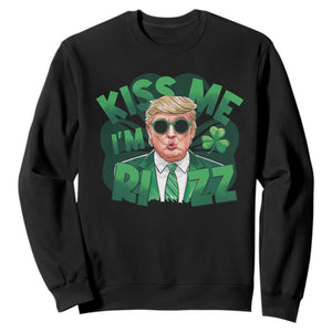 Funny Trump St Patrick's Day Sweatshirt Kiss Me I'm Rizz Shamrock TS11 Black Print Your Wear