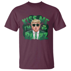 Funny Trump St Patrick's Day T Shirt Kiss Me I'm Rizz Shamrock TS11 Maroon Print Your Wear