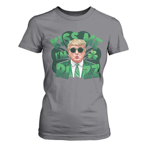 Funny Trump St Patrick's Day T Shirt For Women Kiss Me I'm Rizz Shamrock TS11 Charcoal Print Your Wear