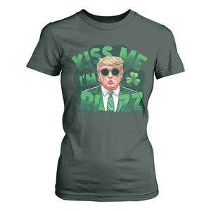 Funny Trump St Patrick's Day T Shirt For Women Kiss Me I'm Rizz Shamrock TS11 Dark Forest Green Print Your Wear