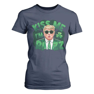 Funny Trump St Patrick's Day T Shirt For Women Kiss Me I'm Rizz Shamrock TS11 Navy Print Your Wear