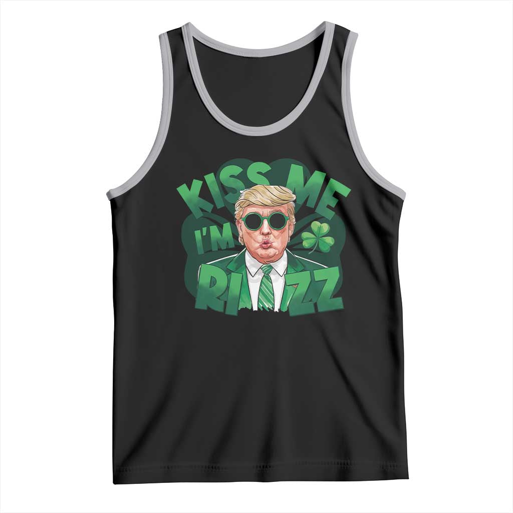Funny Trump St Patrick's Day Tank Top Kiss Me I'm Rizz Shamrock TS11 Black Athletic Heather Print Your Wear