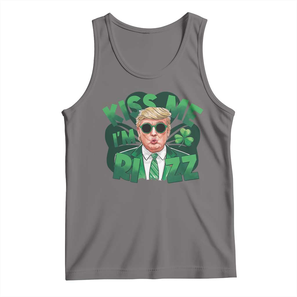 Funny Trump St Patrick's Day Tank Top Kiss Me I'm Rizz Shamrock TS11 Deep Heather Print Your Wear