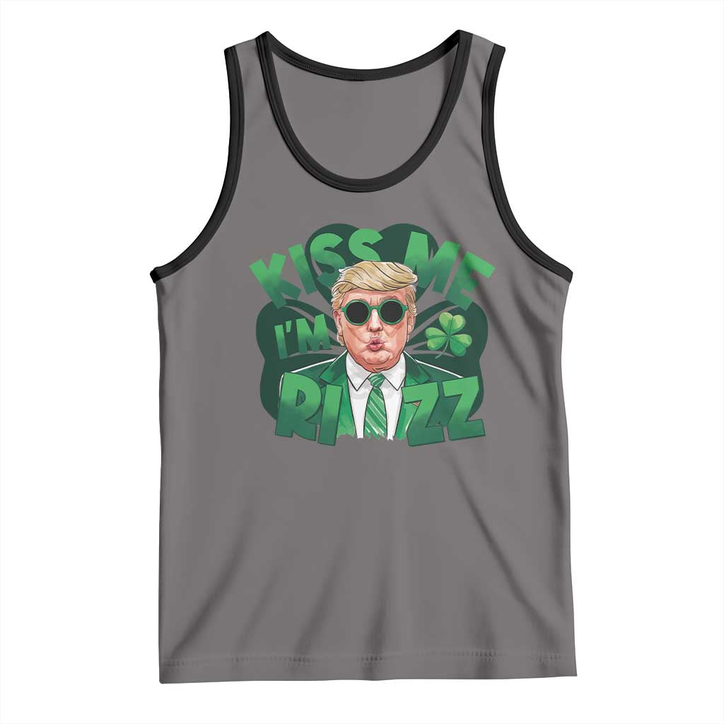 Funny Trump St Patrick's Day Tank Top Kiss Me I'm Rizz Shamrock TS11 Deep Heather Black Print Your Wear