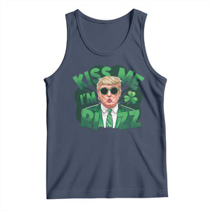 Funny Trump St Patrick's Day Tank Top Kiss Me I'm Rizz Shamrock TS11 Navy Print Your Wear