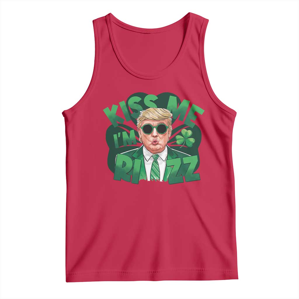 Funny Trump St Patrick's Day Tank Top Kiss Me I'm Rizz Shamrock TS11 Red Print Your Wear