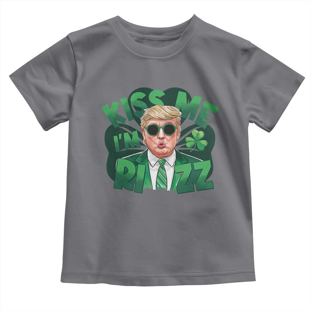Funny Trump St Patrick's Day Toddler T Shirt Kiss Me I'm Rizz Shamrock TS11 Charcoal Print Your Wear