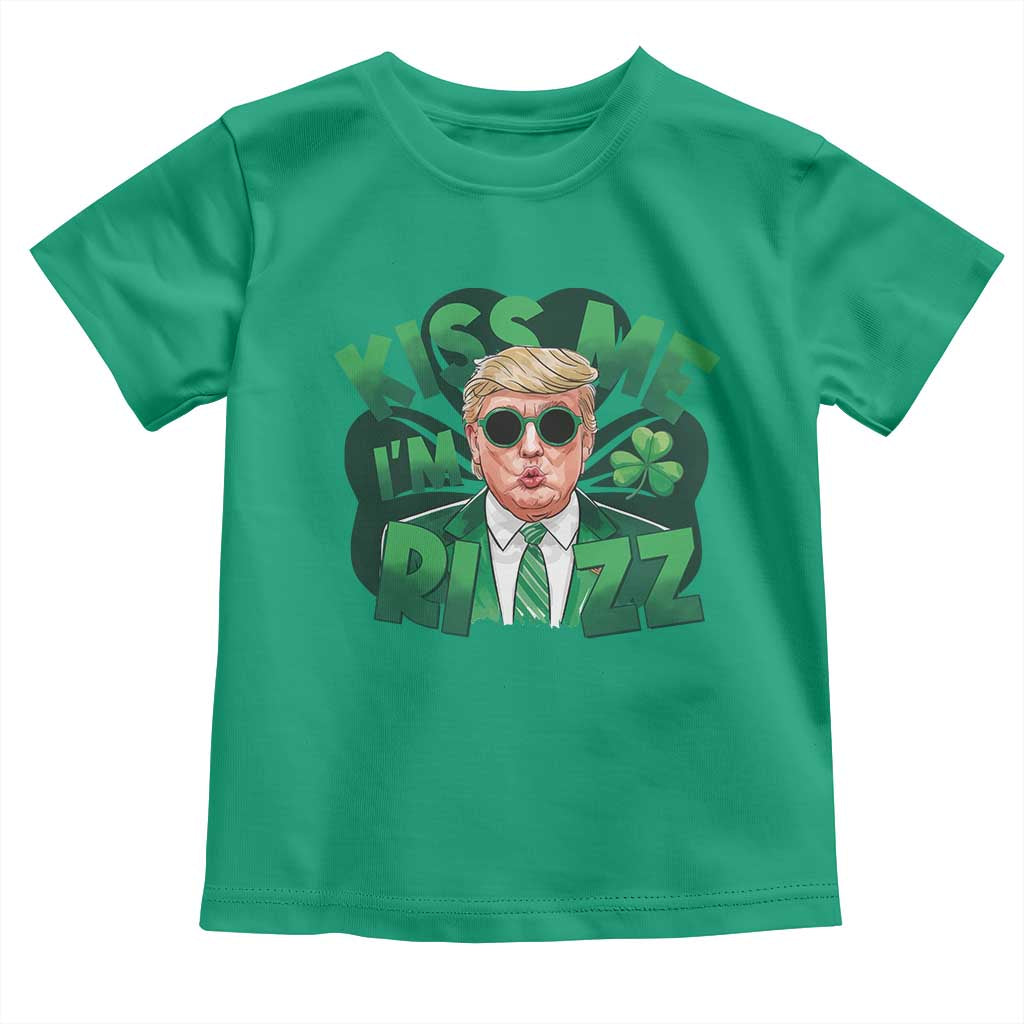 Funny Trump St Patrick's Day Toddler T Shirt Kiss Me I'm Rizz Shamrock TS11 Irish Green Print Your Wear